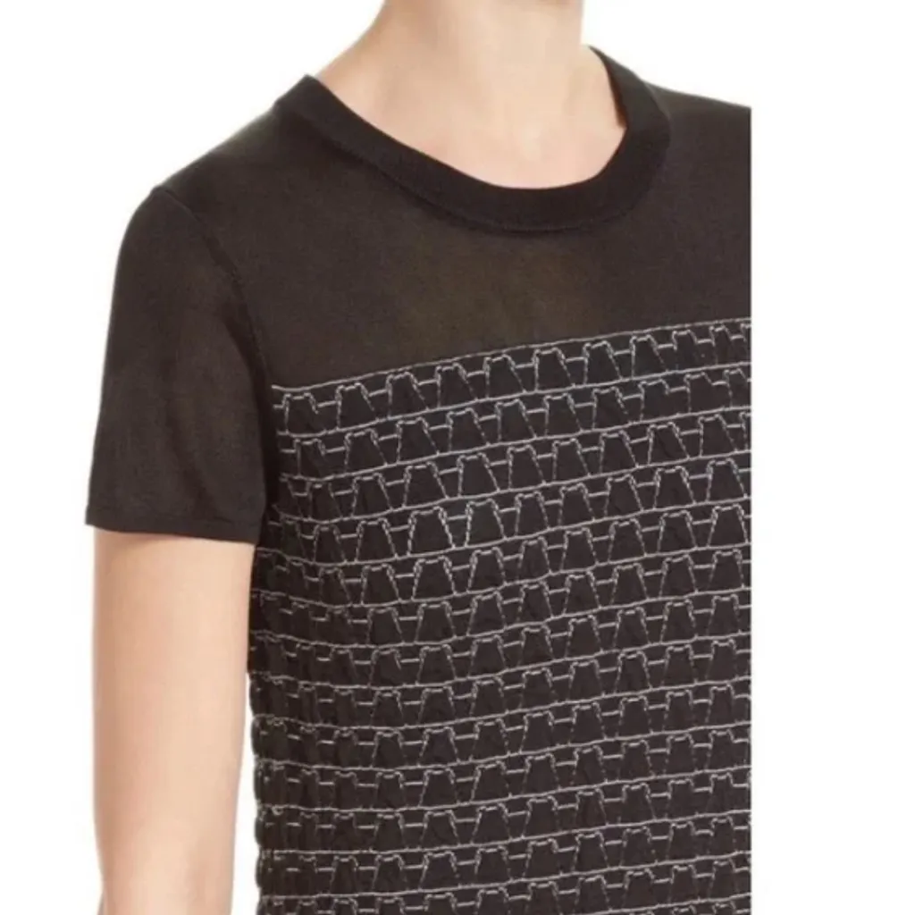 🌟RAG & BONE🌟 GWEN KNIT JACQUARD SHEATH SHORT SLEEVE DRESS BLACK SZ S - Image 3