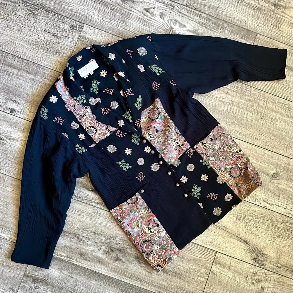 Vintage 1980s crepe patchwork jacket - Image 7