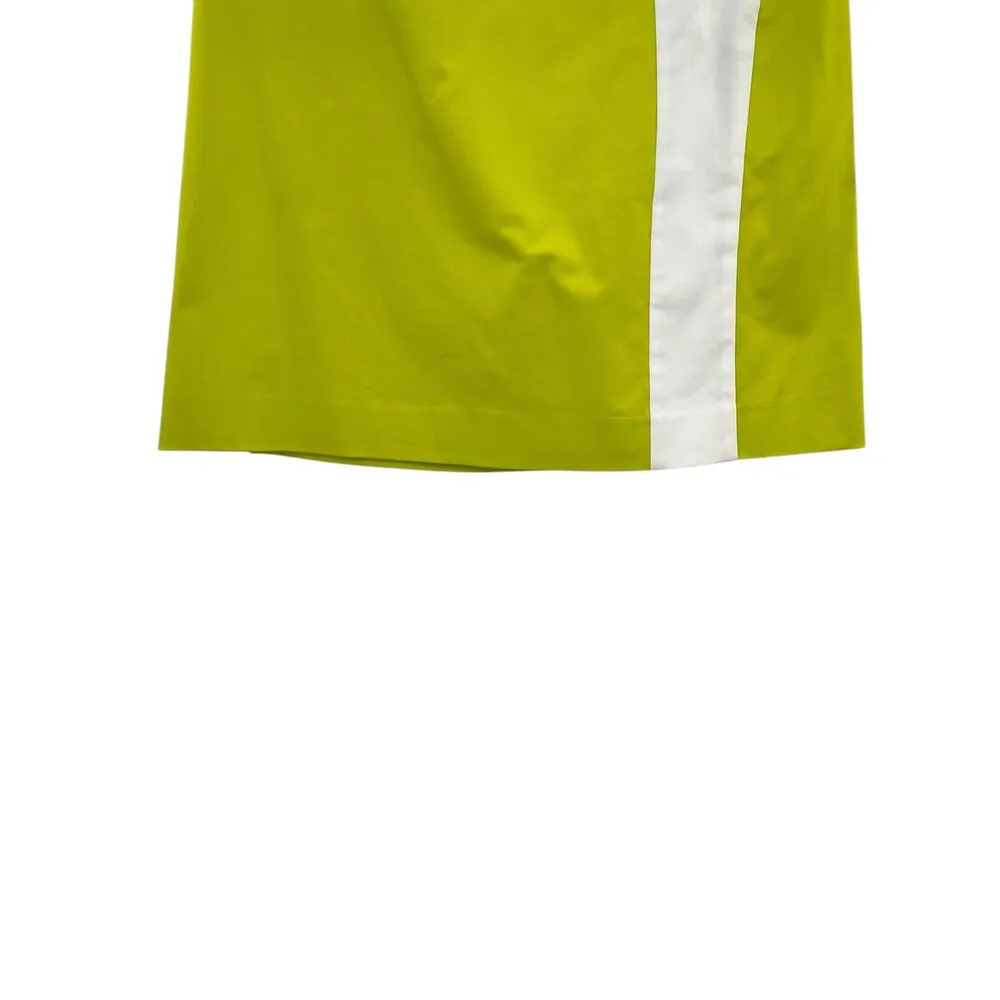 Piazza Sempione Neon Lime Green Cream Colorblock‎ Mini Skirt Size 38 US 2 - Image 4
