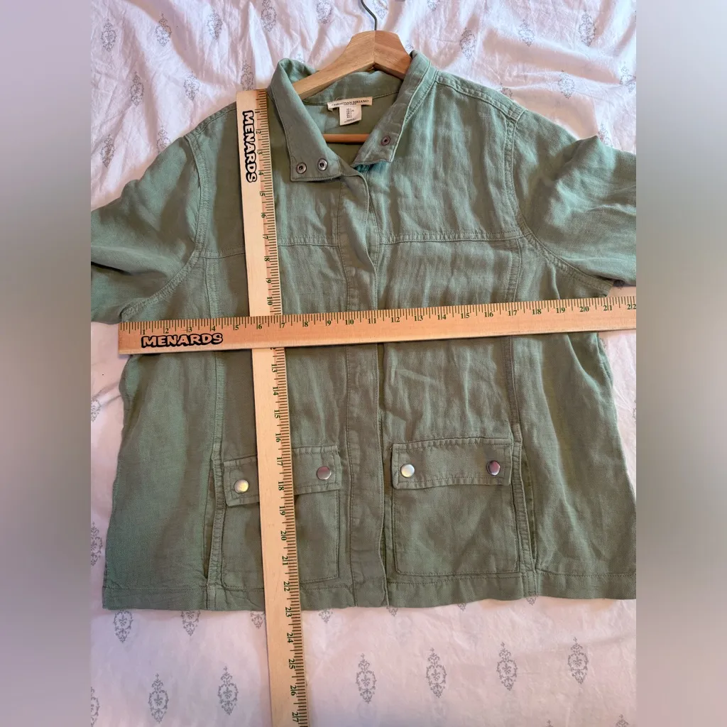 Christian Siriano | Light Sage Green‎ Linen Blend Utility Shacket Size L Large Green - Image 9