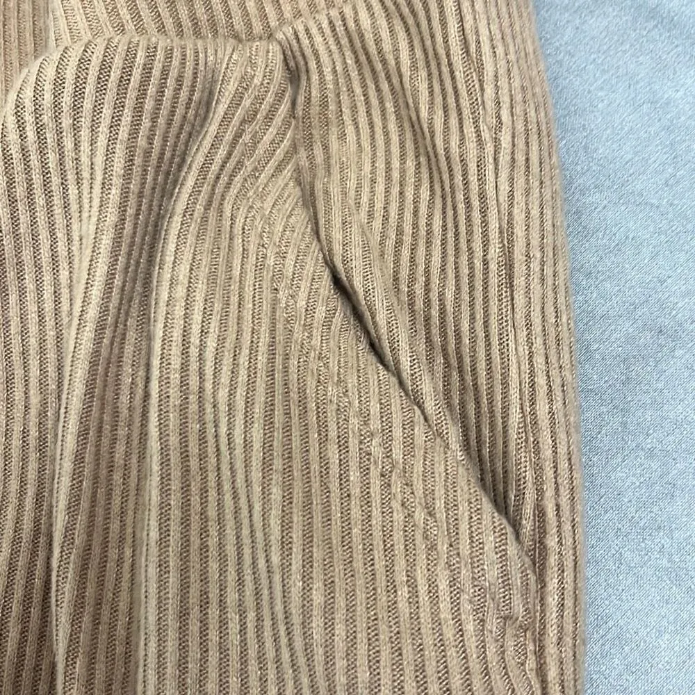 Koolaburra by UGG Womens Small Pull On Wide Leg Pants Tan Ribbed Pockets Stretch - Image 3