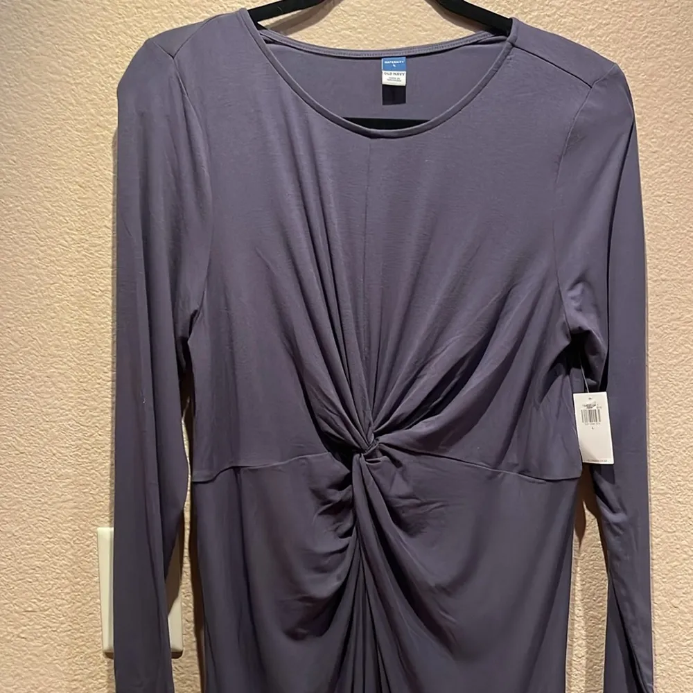 New Old Navy Women’s Maternity Dress Slate Blue Front Knot Size Large NWT - Image 3