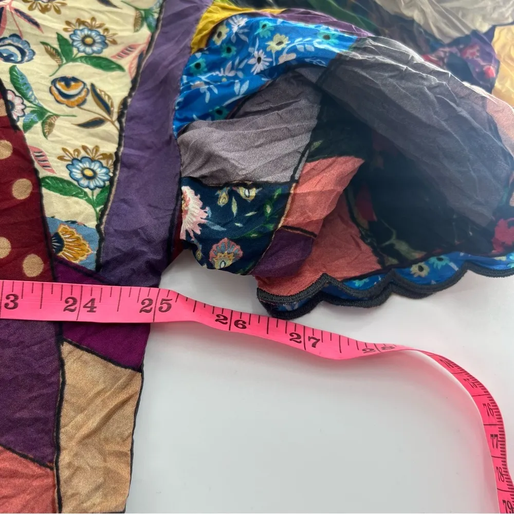 Johnny Was silk Vintage patchwork Eloise Top Sz M - Image 7