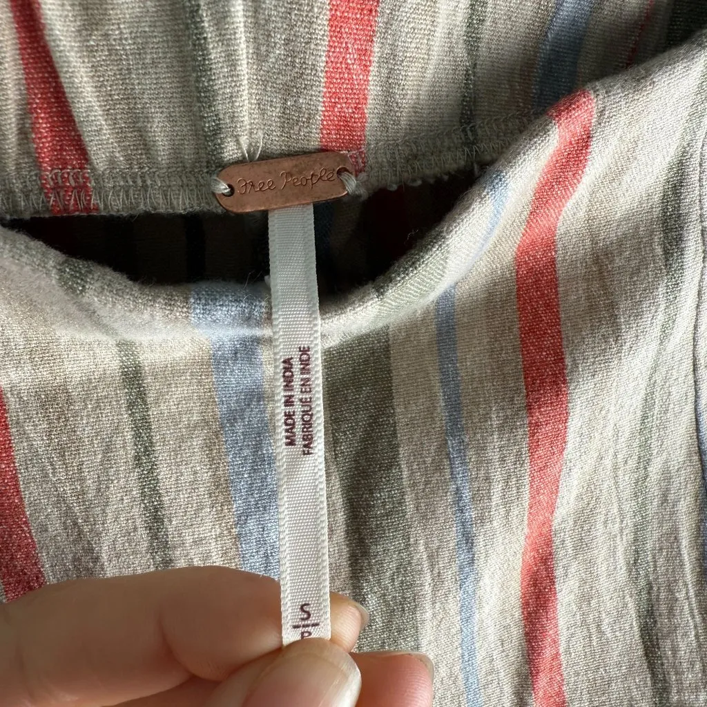 Free People Slim Flare Pull-On Pants Striped Sz S Retro Boho 70's Indie Coastal - Image 3