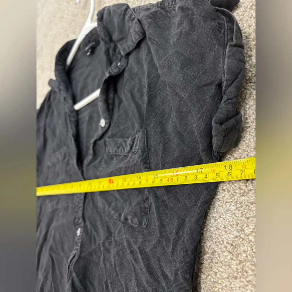 Sim & Sam Black button down tie front cropped shirt medium casual Beachy - Image 7