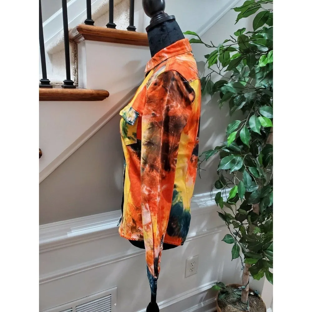 Monkey Ride Jeans Women's Multicolor Cotton Long Sleeve Collared Casual Jacket S - Image 6