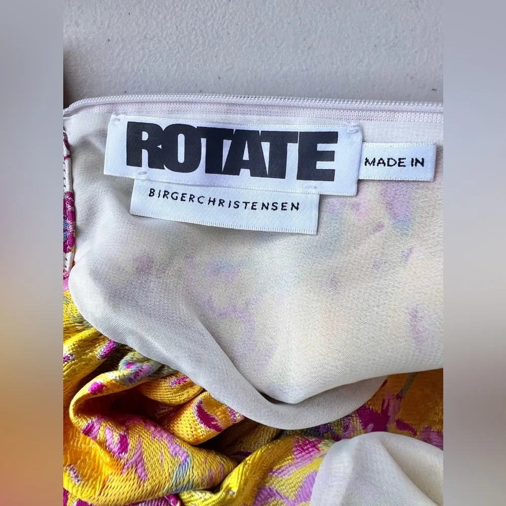 Rotate Birger Christensen Pink Floral Puff Sleeve Dress Size Medium - Image 10