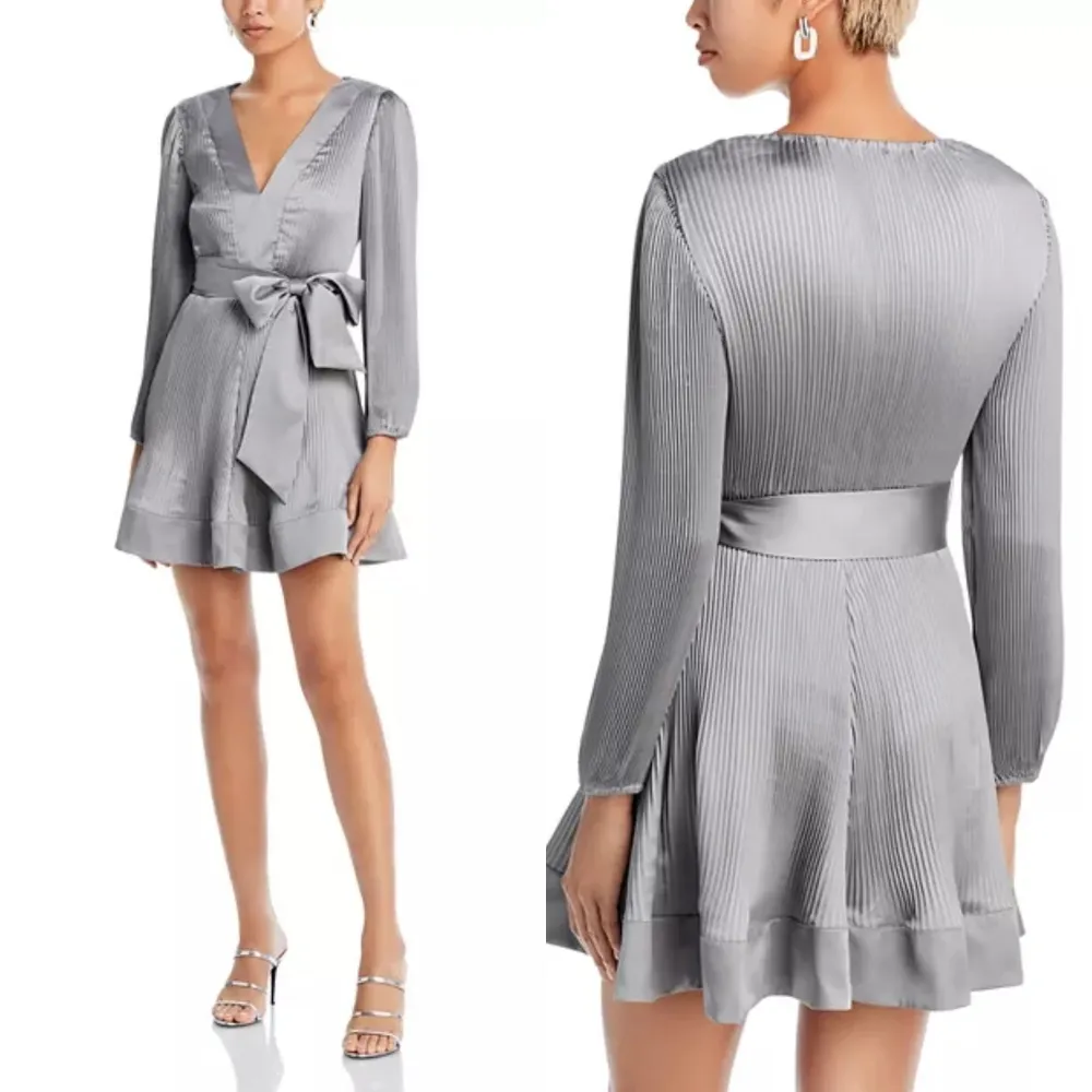 Milly Silver Liv Solid Pleat Mini Dress - Image 9
