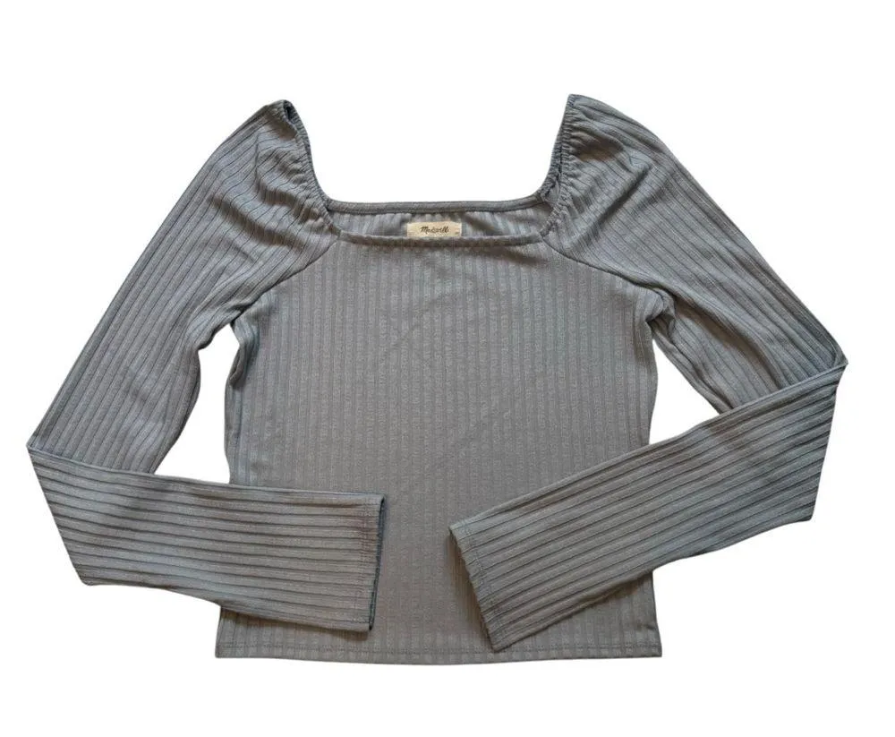 Madewell Ribbed Square-Neck Long-Sleeve Tee, Sz M - Image 13
