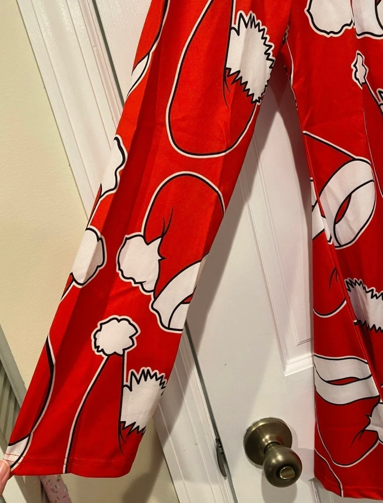 Meaneor Santa Hats Holiday Long Sleeve Christmas Dress in Red/White - Large NWT - Image 6