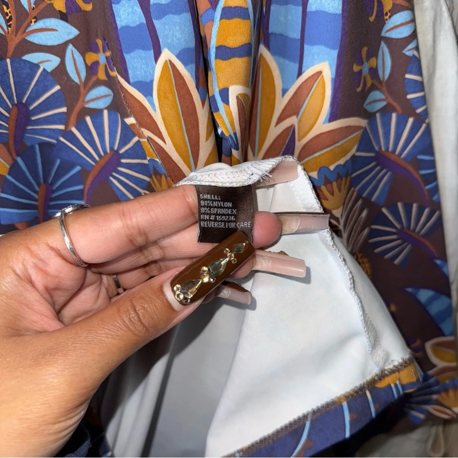 J. McLaughlin Sophia Safari Print Dress Brown Blue Gold - Image 6