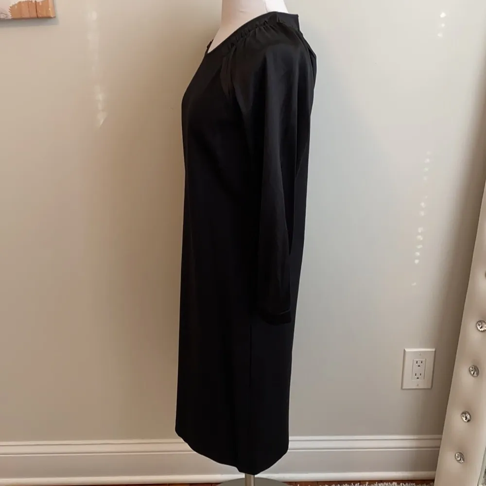 MaxMara Studio Black Ponte Silk Sleeve Shift Dress - Image 3