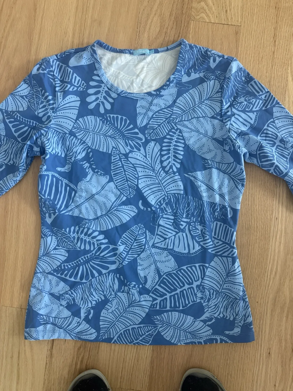 J. MCLAUGHLIN Signature Tee Sahara Palm Blue Women S Catalina Cloth 3/4 Sleeve - Image 13