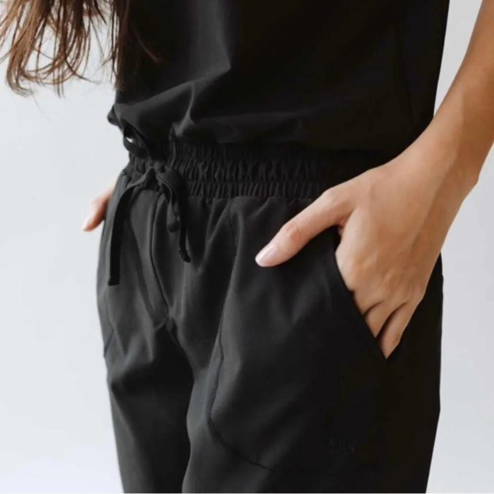 Albion Fit Cap Sleeve Jumpsuit Black Elastic Waist One Piece Size Small Petite - Image 8