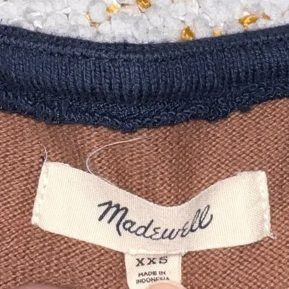 Madewell Luxe Long Sleeve Striped Navy & Brown Top Size XXS - Image 8