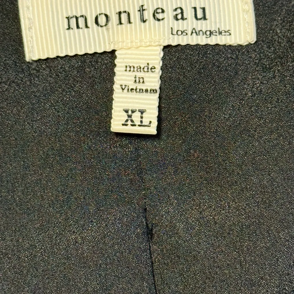 Monteau 💚 Black Open Front Draped Blazer - Image 2