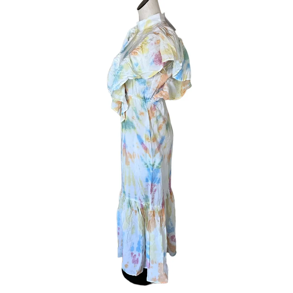 NWT Young Fabulous & Broke Blue Cruz Maxi Tie Dye Short Casual Dress - Image 3