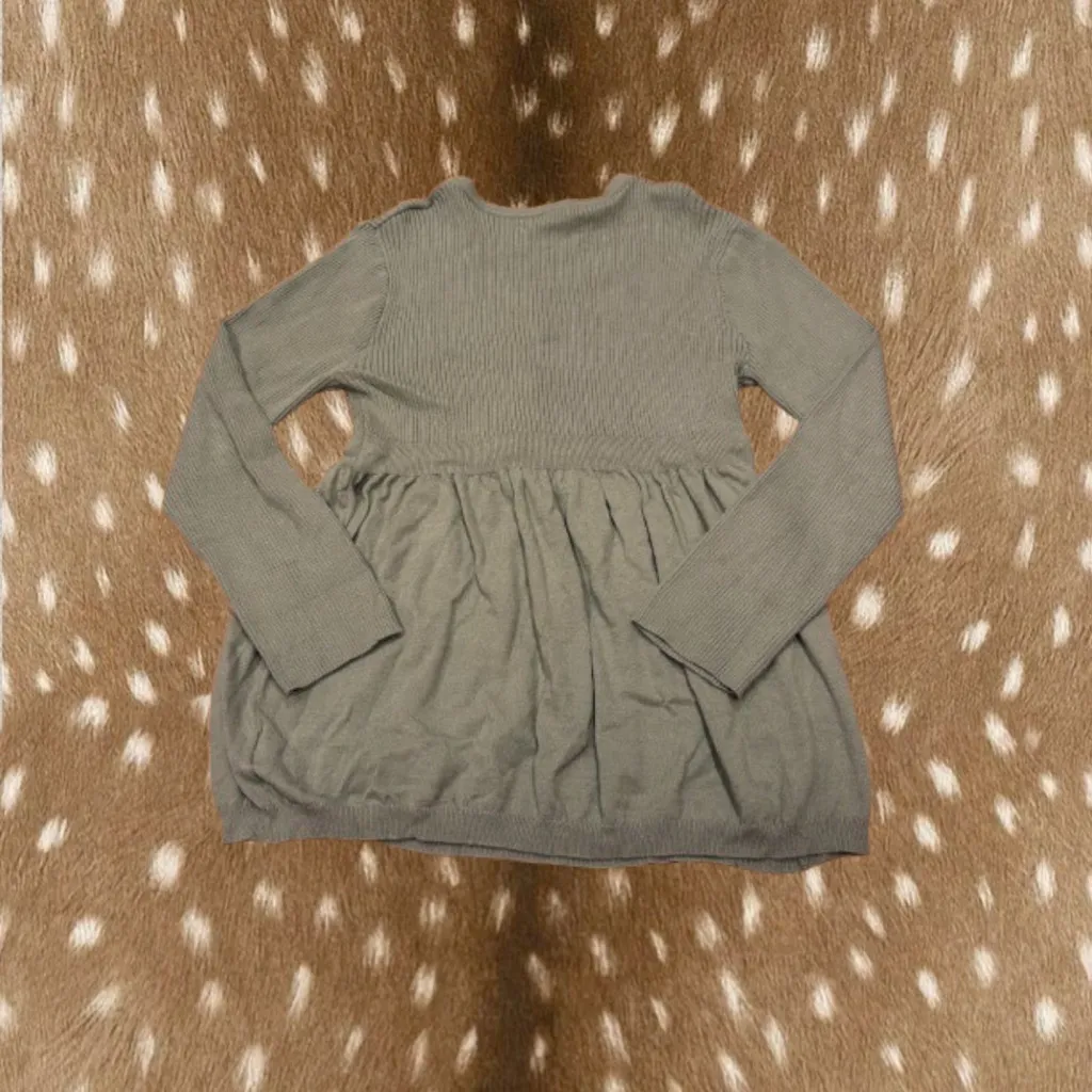 Green Long Sleeve Babydoll Knit Top - Image 2