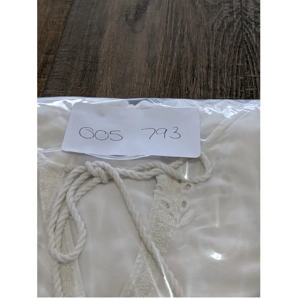 Daniel Rainn Kimono Top Womens XL White Short Sleeve Crochet Tassel Tie BOHO - Image 8