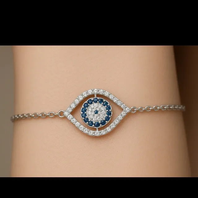 Antian Accesorio™ Evil Eye Zirconia Silver Plated Bracelet - Image 2