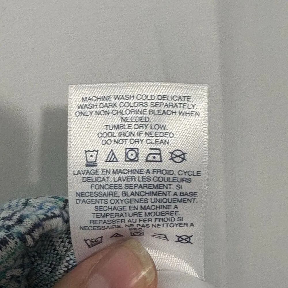 Lands End Sport Knit Straight Leg Pull On Pants Medium Petite Blue Green Print - Image 7