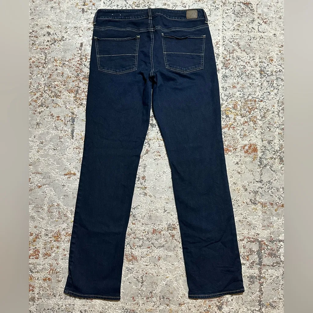 AMERICAN EAGLE Straight leg jeans size 12 long dark wash stretch - Image 9