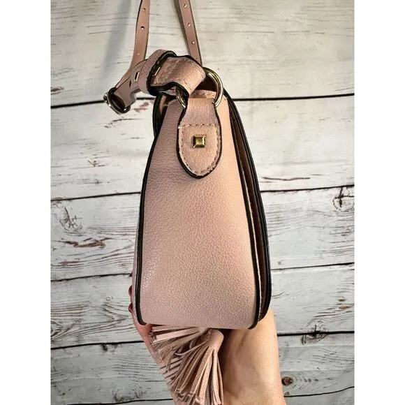 Victoria Secret Pink Crossbody Tassel Gold Studded Saddle Bag‎ Purse Women's - Image 5