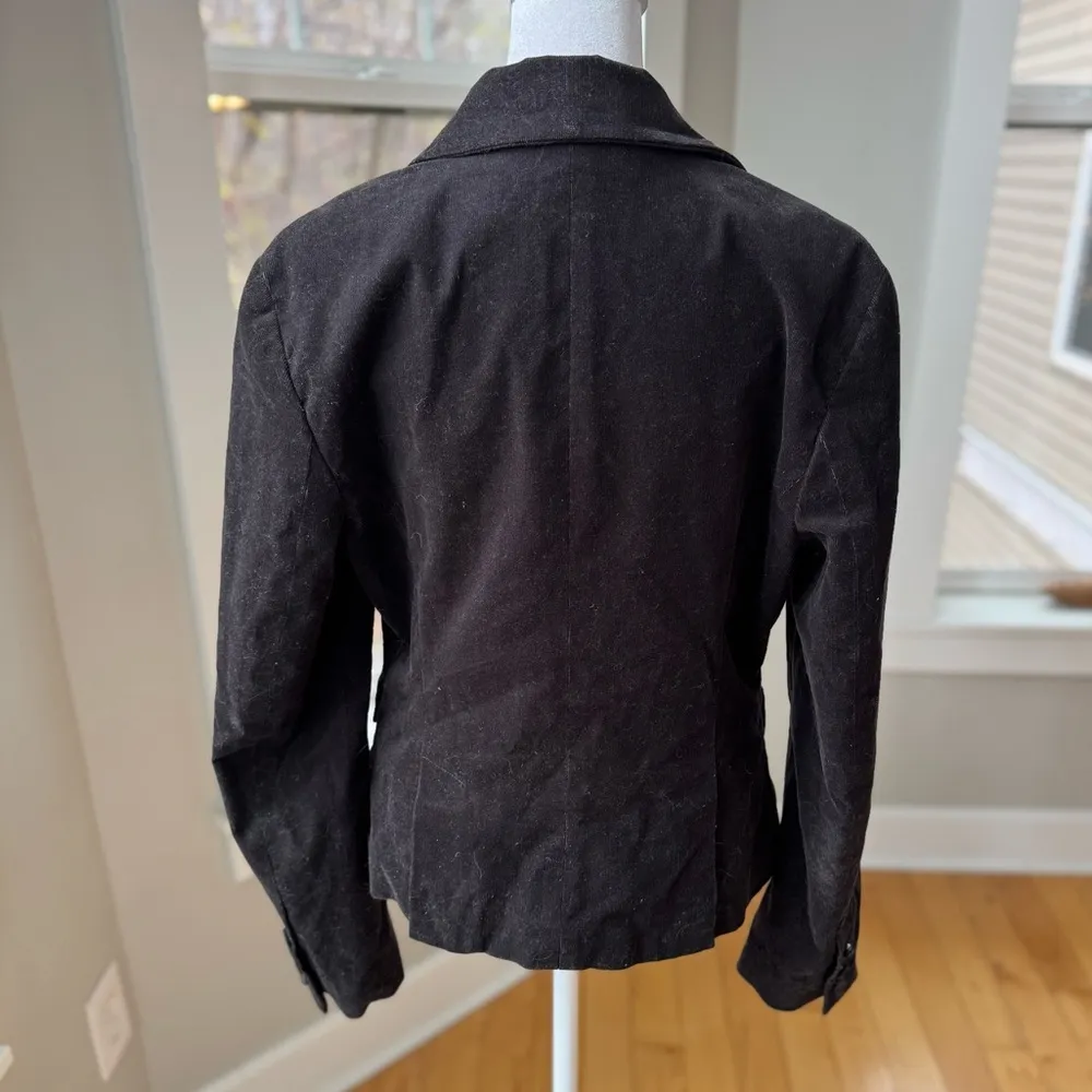 LOFT Black Micro Corduroy Fitted Blazer Jacket Coat Size 8 - Image 3