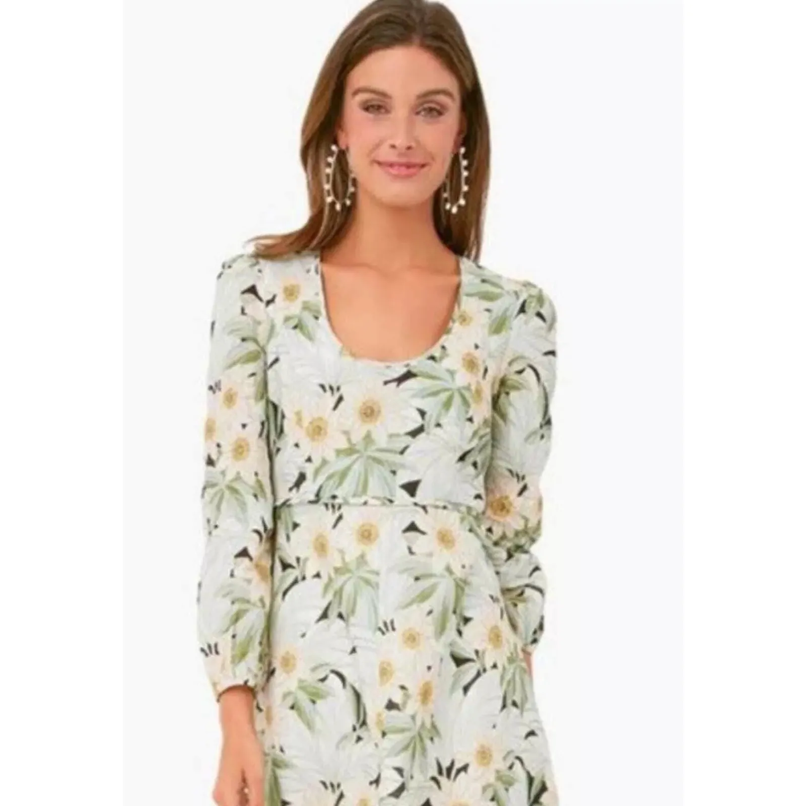 Tuckernuck Madison Des Fleurs Floral Linen Maxi‎ Dress Pockets Size Medium Green - Image 3