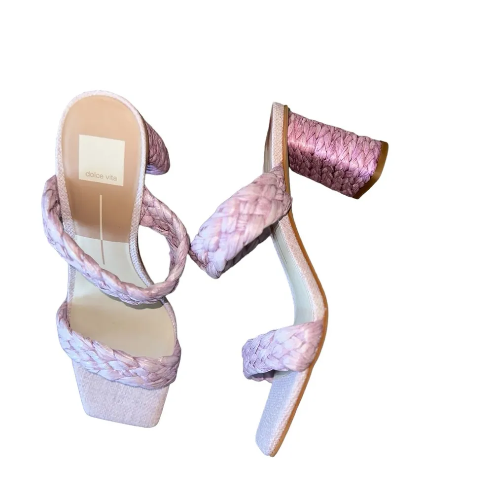 NEW Dolce Vita Paily Lilac Raffia Braided Straps Slip On Open Toe Heeled Sandal Purple Size 10 - Image 9