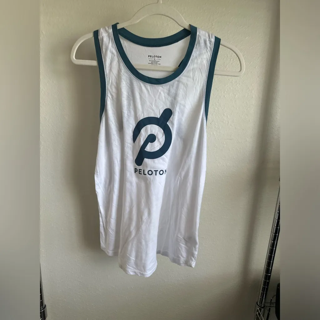 Peloton White and Blue Tank Top - Image 4