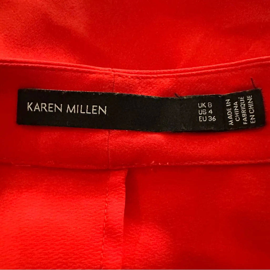Karen Millen Wrap Front Romper Playsuit Size 4 Red Short Sleeve Tailored Chic - Image 11