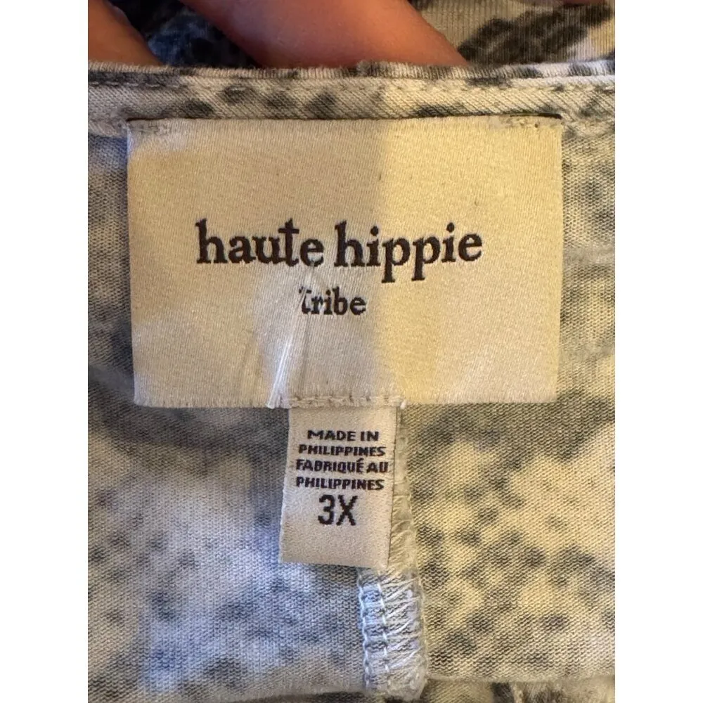 Haute Hippie Dress Women 3X Gray Snakeskin Jersey Tribe Maya V Neck Maxi Jungle - Image 8