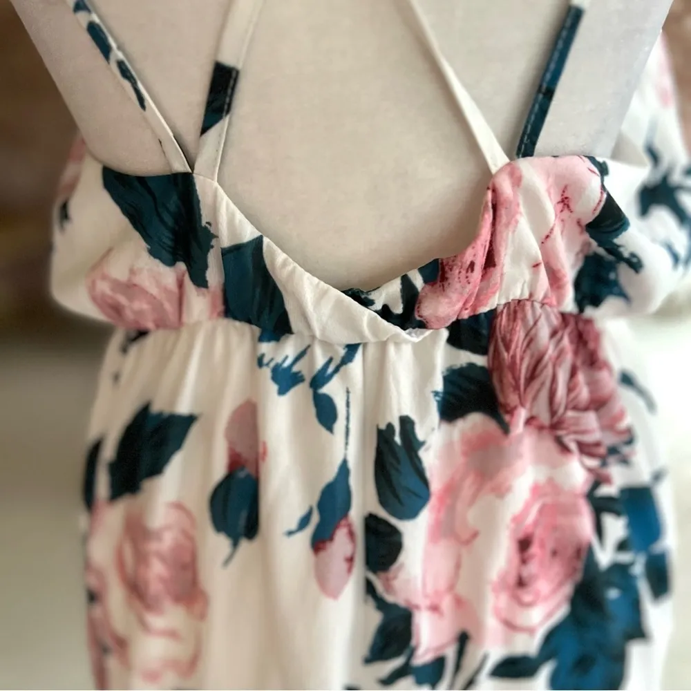 L’Atiste White Floral Crisscross Back Midi Dress M - Image 11