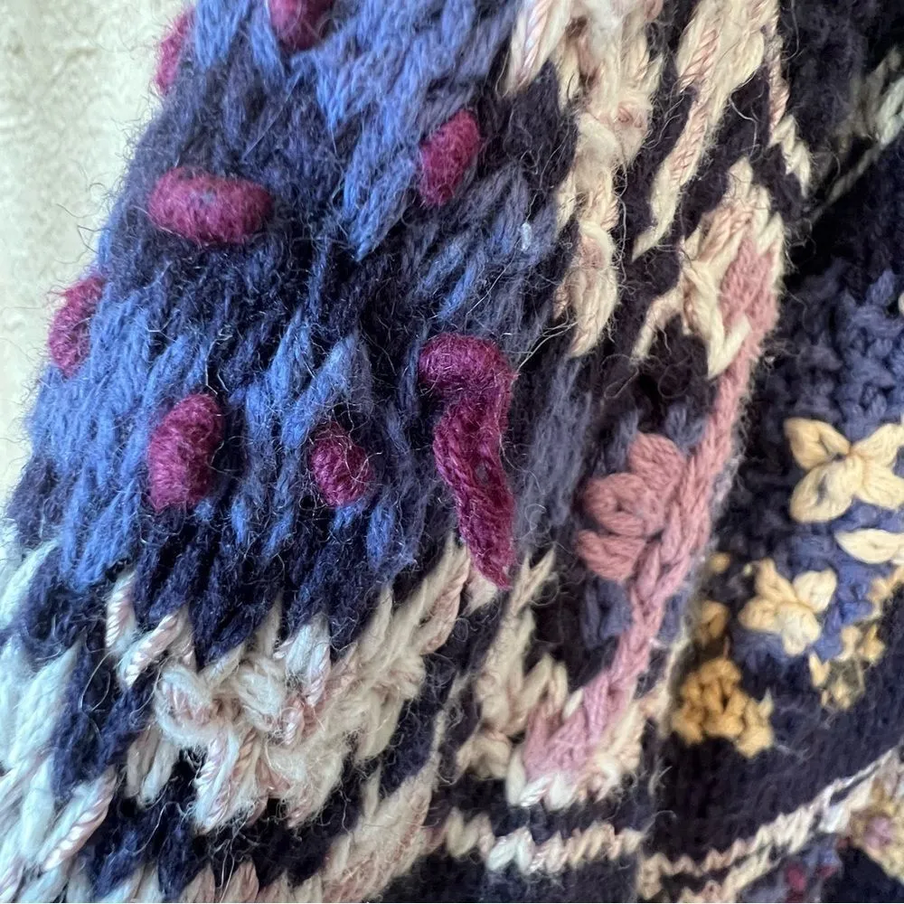 Vintage Hand Knit Jennifer Reed Grannycore Sweater Blue - Image 8