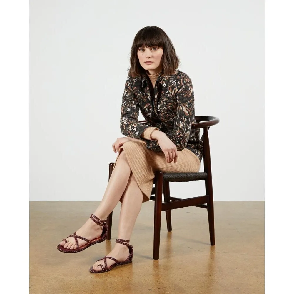 💕TED BAKER LONDON💕 Mathar Flat Studded Gladiator Sandal ~ Dark Brown 38.5 NWT - Image 4