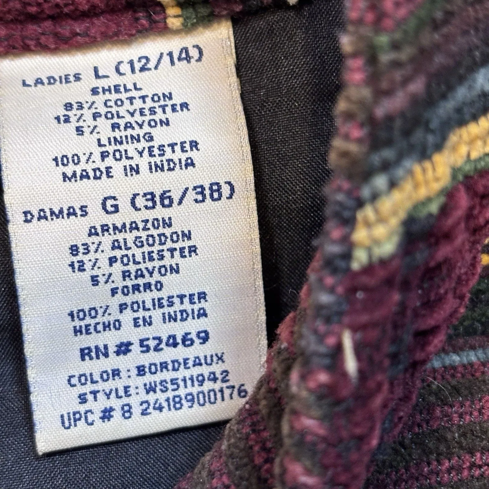 Vintage White Stag Jacket Women's Striped Tapestry Blazer Toggle Japanese Large - Image 7