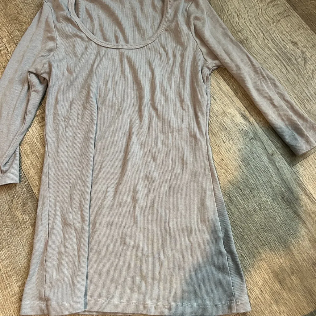 PJ HARLOW norah 3-4 sleeve rib tee in clay size small - Image 3