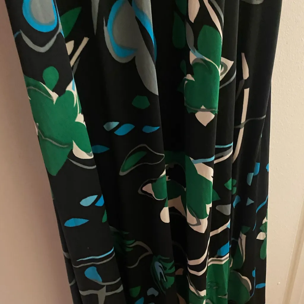 Jessica London Womens Halter Maxi Dress 20 20W Black Green White Floral Print - Image 4