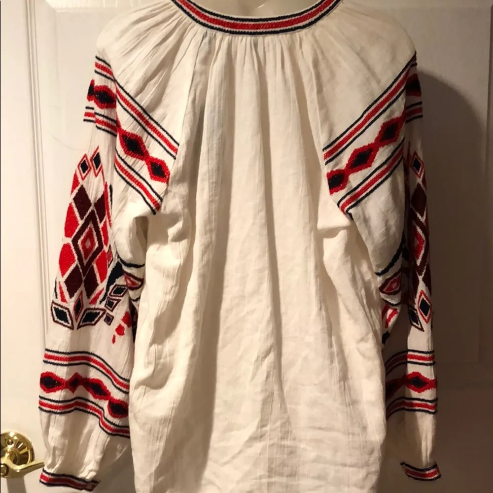 Maison Scotch Balloon Sleeve Embroidered Cotton Gauze Boho top S NWT - Image 7