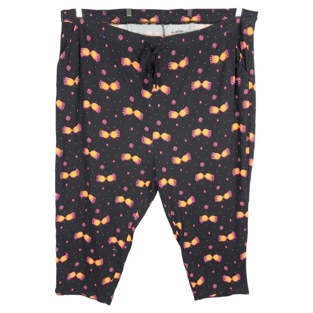 Torrid Plus Size 4X Pajama‎ Pants Harry Potter Sleep Crop Luna Glasses Black 572 - Image 5