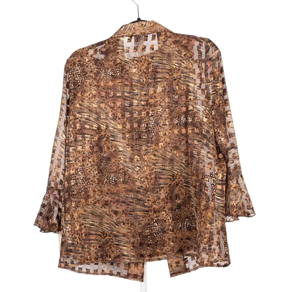 Leopard Print Sheer Y2K Blouse Set L NEW Brown Tank Boho Festival Fairy Gold - Image 6