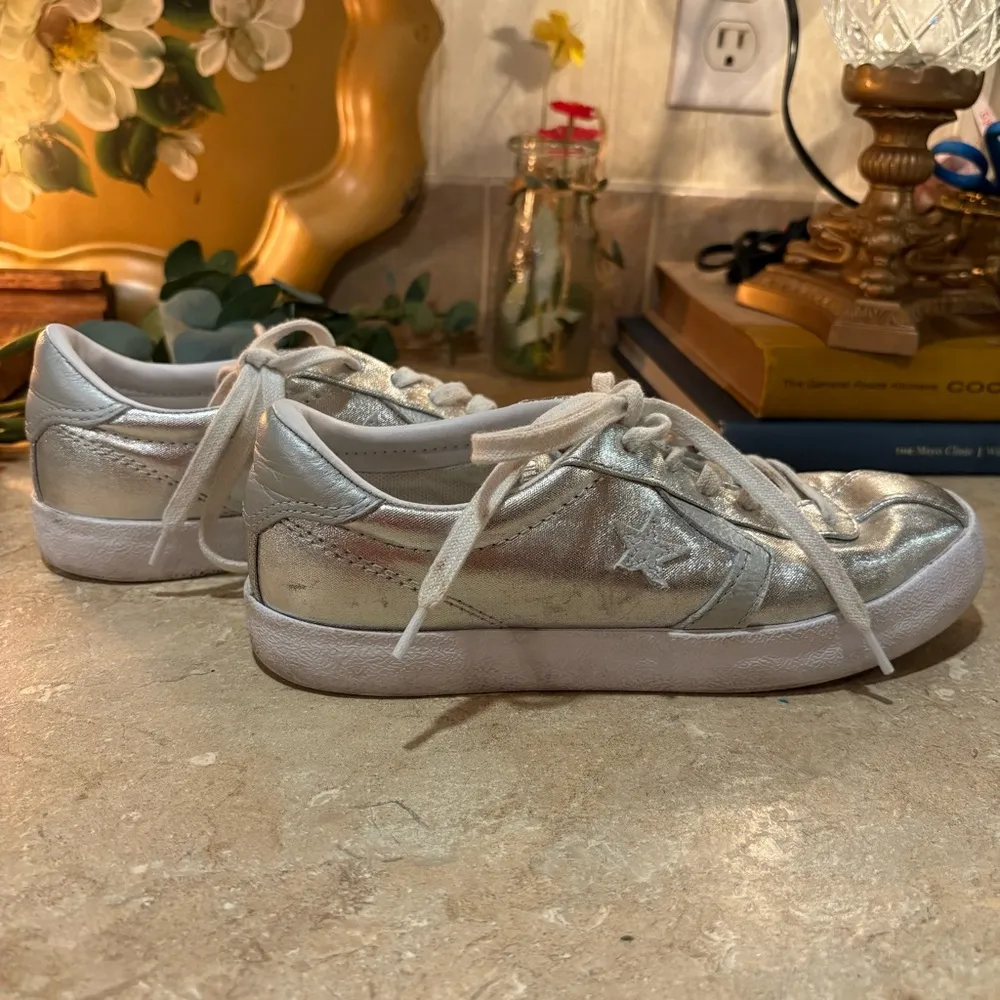 Converse silver sneakers women’s size 6 - Image 2
