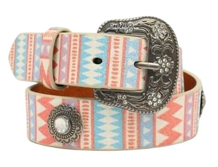 Angel Ranch Women's Glitter Genuine Leather Multicolored Spindle Router Belt OS Red - Image 1