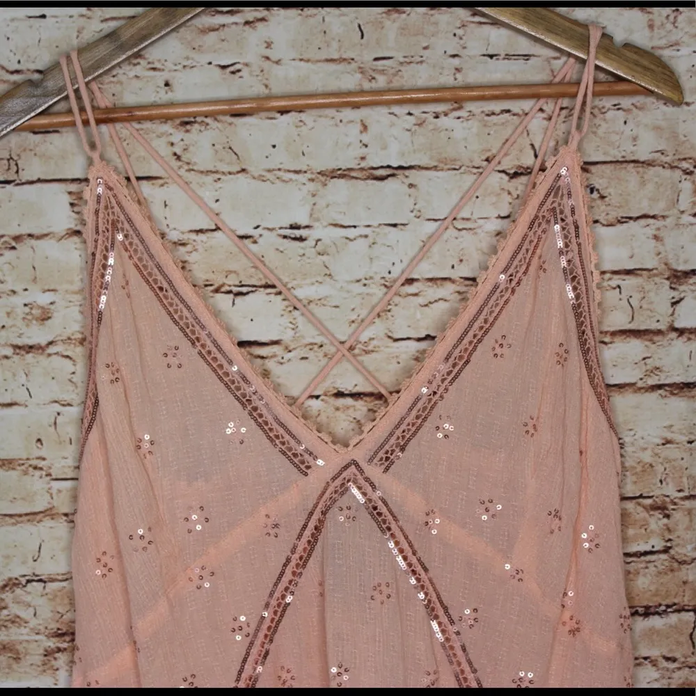 Free People | Chloe Embroidered Slip Mini Dress in Sweet Peach - Image 3