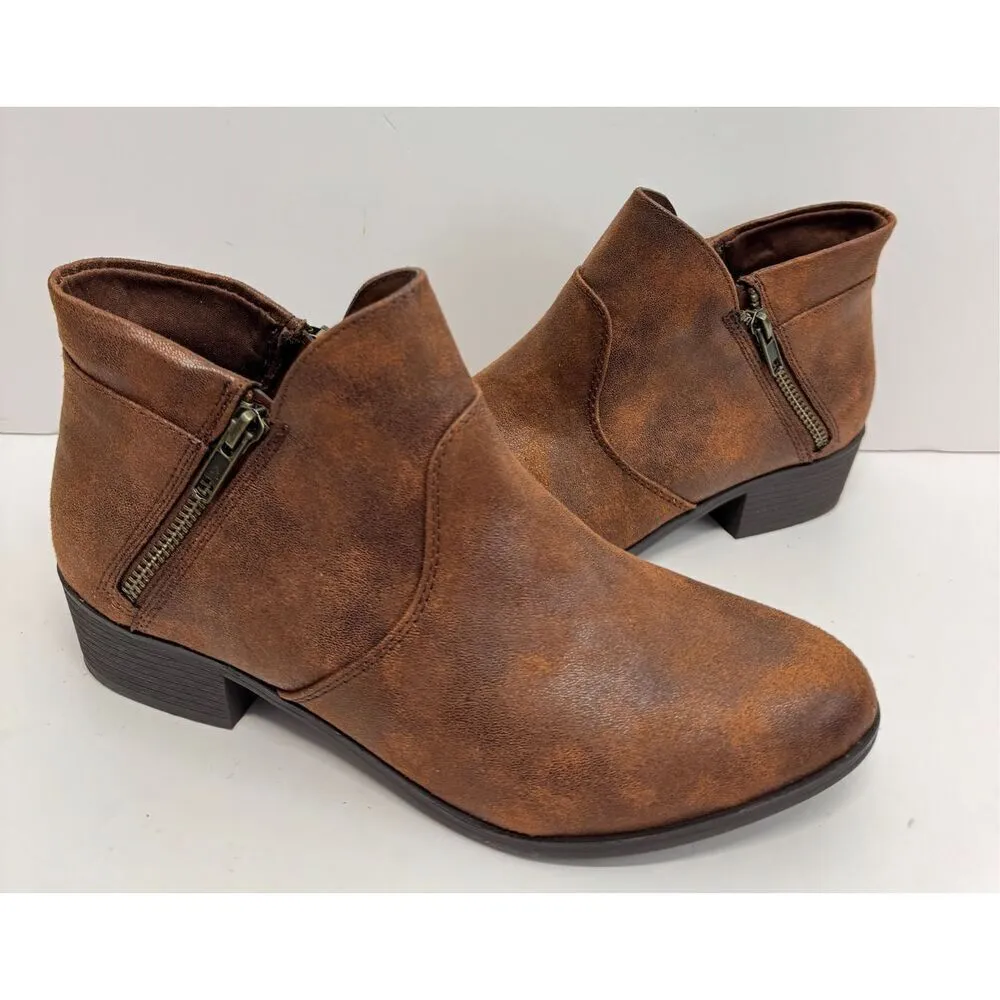 Sun + Stone Ankle Boots Size 7 Brown Double Zip Almond Toe Cushioned NEW - Image 3
