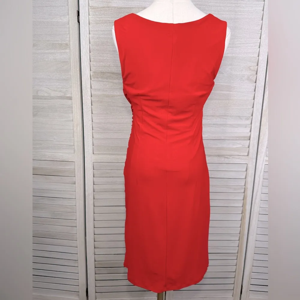 LAST TANGO Sleeveless Bodycon Dress with Ruching Red - Image 2