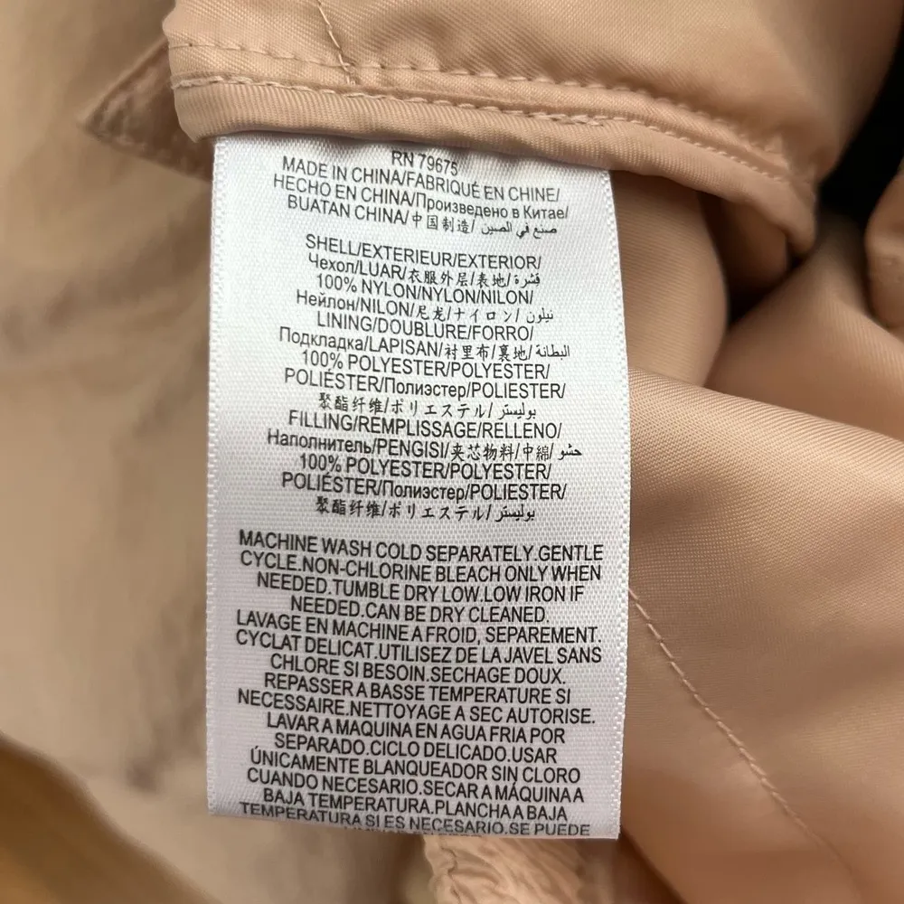 BCBGeneration Ribbon Tie Chevron Quilted Puffer Jacket in‎ Blush, Medium - Image 15