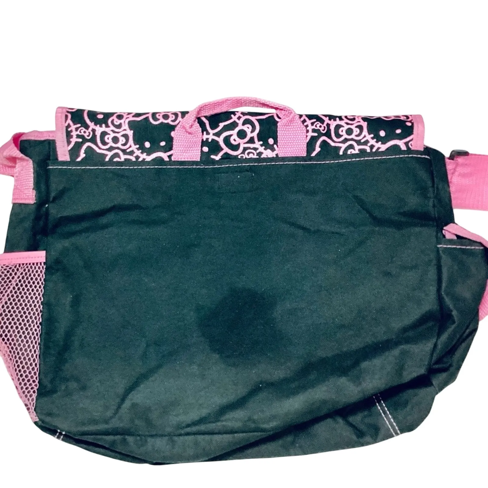 Sanrio's Hello Kitty Face and Bow Pattern Black/Pink Messenger Bag - Image 3