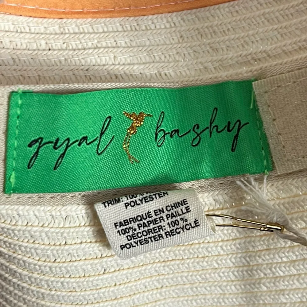 Gal Bashy • NWT Jimani Roll Up Straw Sun Visor With Printed Binding in Mango Tan - Image 5